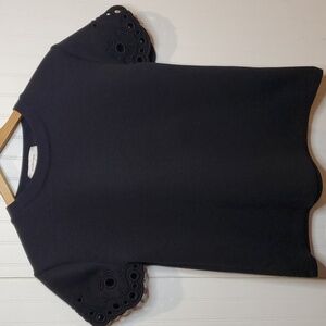 Carven‎ Eyelit Shoulders Black Top Small